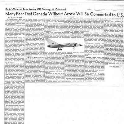 Many fear that Canada without Arrow will be committed to US