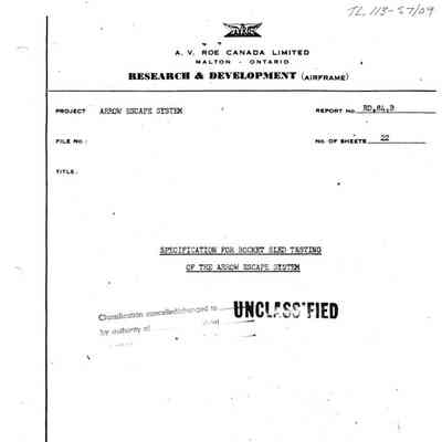 Specification for Rocket Sled Testing of the Arrow Escape System RD.84.B