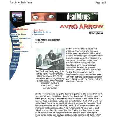 Avro Arrow - Post-Arrow Brain Drain