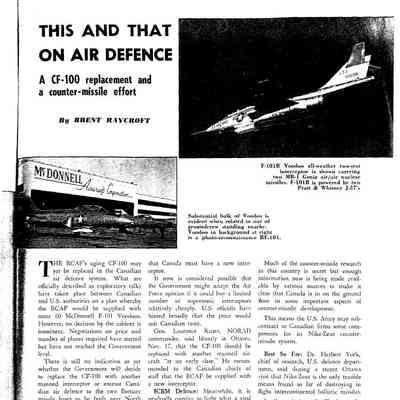 This and That on Air Defence - A CF-100 replacemetn and a counter-missile effort