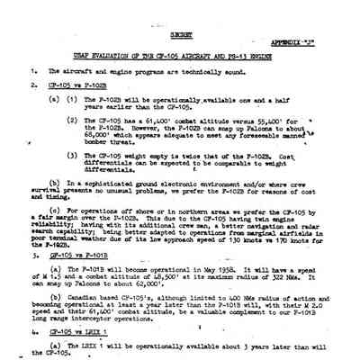 USAF Evaluation of the CF-105 Aircraft and PS-13 Engine