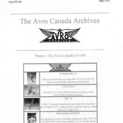 Photos - The Avro Canada CF-100