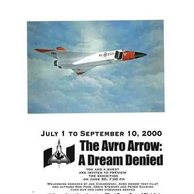 Invitation card for "The Avro Arrow: A Dream Denied"