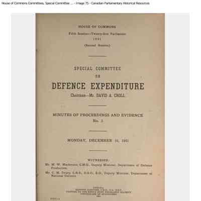 Special Commottee on Defence Expenditure No 3- Minutes and Proceedings Dec 10 1951
