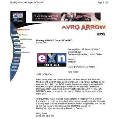 Avro Arrow - Boeing MIM-10B Super BOMARC