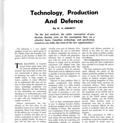 Technology, Production and Defence