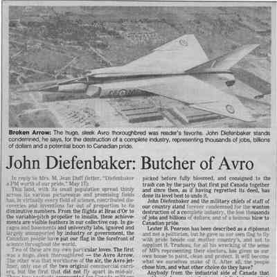 John Diefenbaker: Butcher of Avro