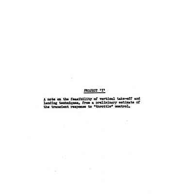 Short Commentary on the feasibility of vertical take-off and landing techniques for the All-Wing Airplane-Project Y