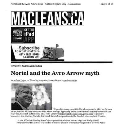 Nortel and the Arrow Myth