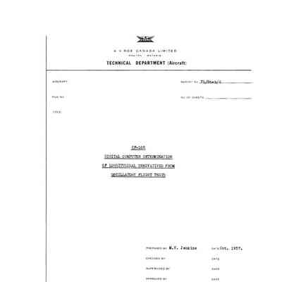 CF-105 Digital Computer Determination of Longitudinal Derivatives from Oscillatory Flight Tests