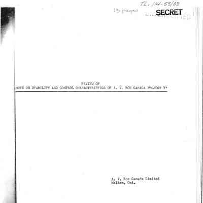Review of a note on Stability and Control Characteristics of A.V. Roe Project Y