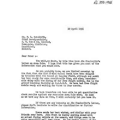 Letter from Jim Floyd to Mr. P. L. Sutcliffe re: Area Rule