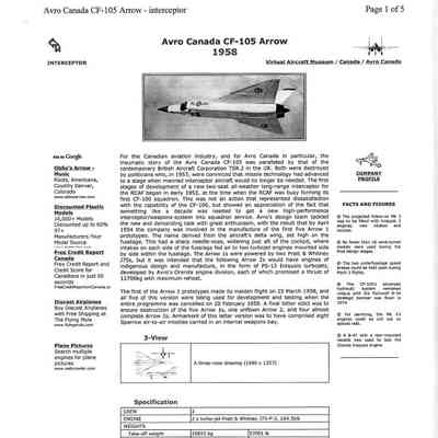 Avro Canada CF-105 Arrow 1958