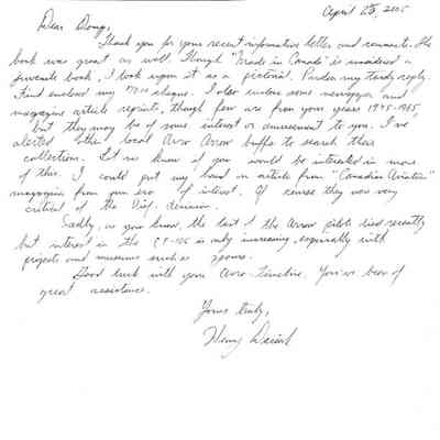 Letter to museum from Henry Daciuk