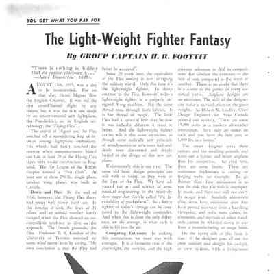 You get what you pay for - The Light-Weight Fighter Fantasy
