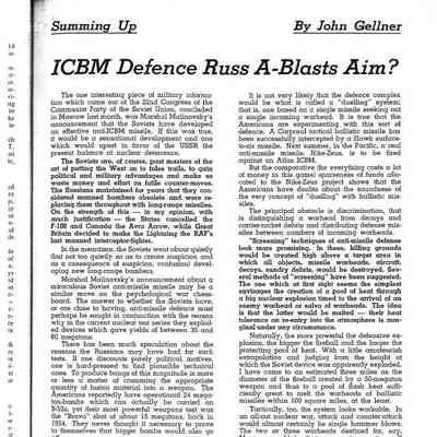 Summing Up - ICBM Defence Russ A-Blast Aim?