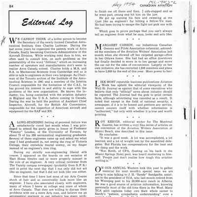 Editorial Log - Aug 1954