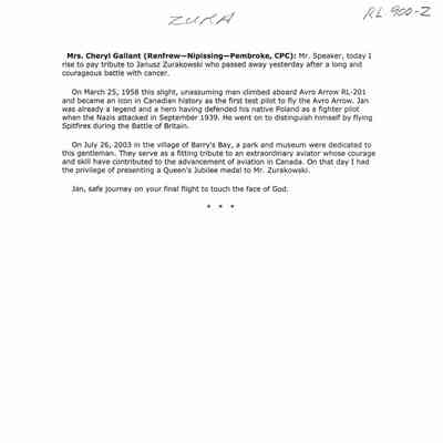 Zura acknoledged in Parliament
