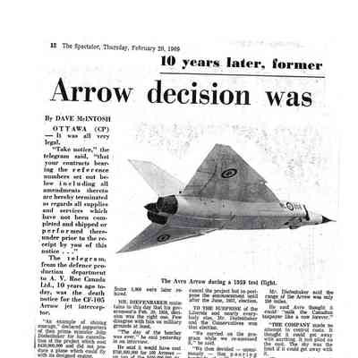 10 years later former PM's views are unchanges, Arrow Decision was right on: Diefenbaker