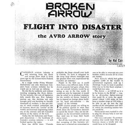 Broken Arrow - Flight into disaster the Avro Arrow story