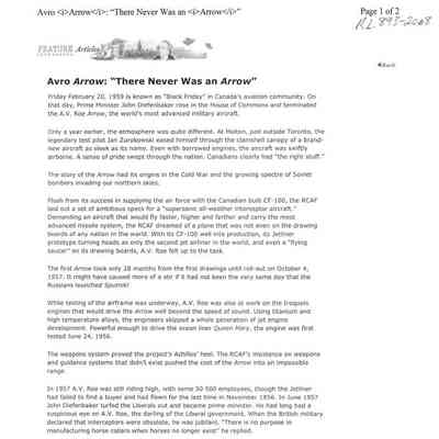Avro Arrow: "There Never Was an Arrow"