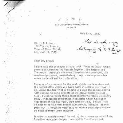 Letter and attachment from Fred Smye to Dr. J.J. Brown