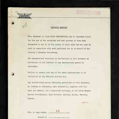 Arrow weapon system co-ordinating contractor: report no. 11: training requirements Avro and Orenda personnel