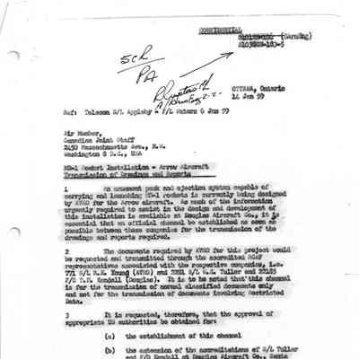 MB-1 Rocket Installation - Arrow Aircraft Transmission of Drawings and Reports