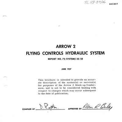 Arrow 2: Flying Controls Hydraulic System Report 72/Systems 32/25