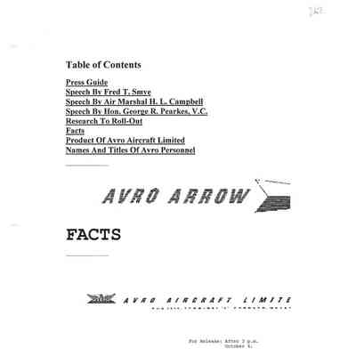 Arrow Roll-out - Facts - Avro Aircraft Ltd