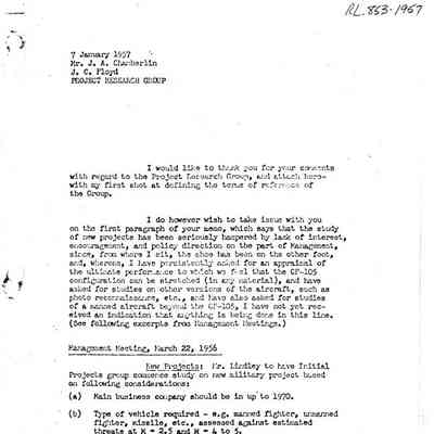 Letter J.C. Floyd to J.A. Chamberlin - project research group