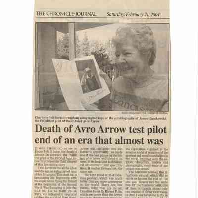 Death of Arrow test pilot end of an era that almost was