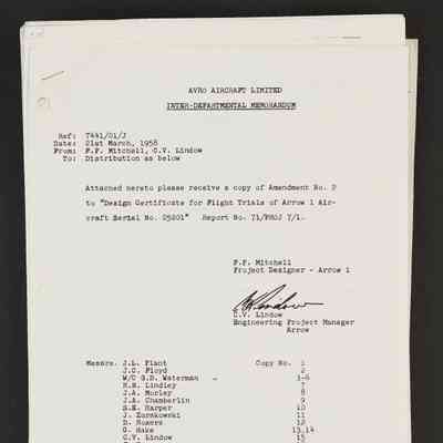 Amendment No. 2 to "Design Certificate for Flight Trials of Arrow 1 Aircraft Serial No. 25201" Report No. 71/PROJ 7/1