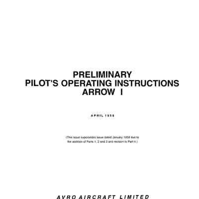 Preliminary Aircraft Operating Instructions Arrow 1 Part 1