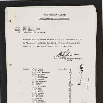 Amendment No. 5 to "Design Certificate for Flight Trials of Arrow 1 Aircraft Serial No. 25201" Report No. 71/PROJ 7/1