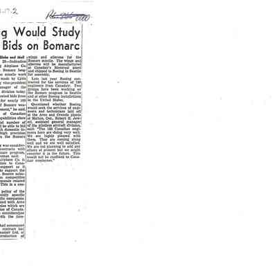 Boeing would study Avro bids on Bomarc