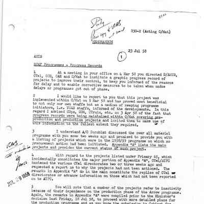 RCAF Programmes - Progress Records