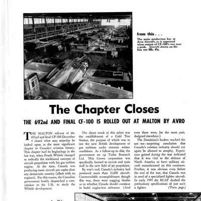 The Chapter Closes - The 692nd and Final CF-100 is Rolled Out at Malton by Avro