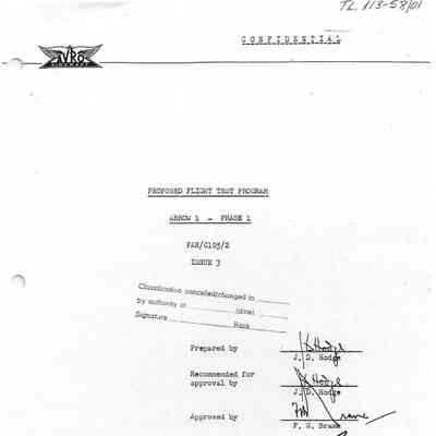 Proposed Flight Test Program Arrow 1 - Phase 1 Aircraft Report FAR/C105/2 Issue 3