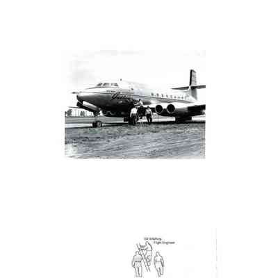 Avro Jetliner in California showing John Thorne, Don Rogers & Bill Wildfong (climbing up ladder)