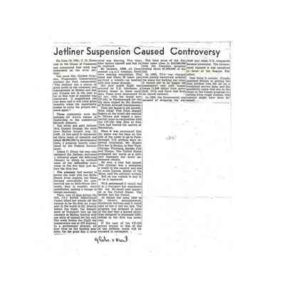 Jetliner Suspension Caused Controversy