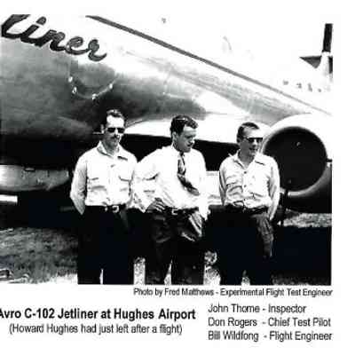 Avro Jetliner in California showing John Thorne, Don Rogers & Bill Wildfong