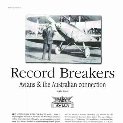 Record Breakers - Avians & the Australian connection