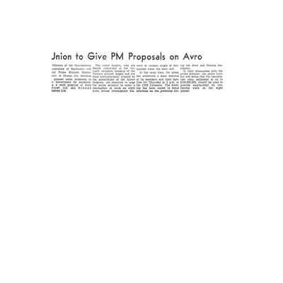 Union to give PM proposals on Avro