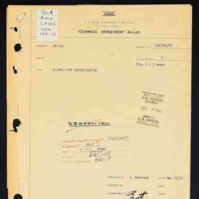 CF-105 Access door investigation - Report No. LOG/105/10
