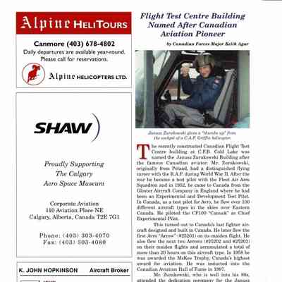 Flight Test Centre Building Names after Canadian Aviation Pioneer