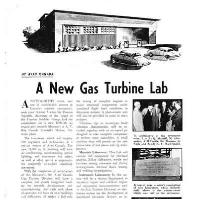 At Avro Canada - A new Gas Turbine Lab