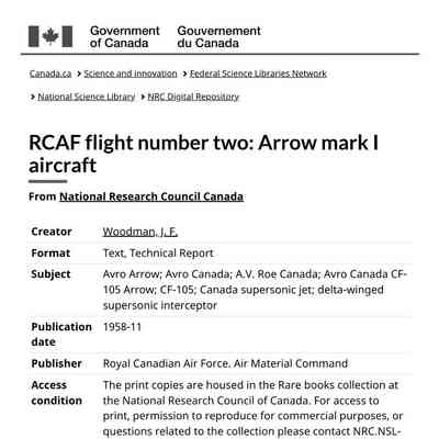 RCAF flight number two: Arrow mark I aircraft