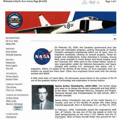 Karl's Avro Arrow Page - NASA