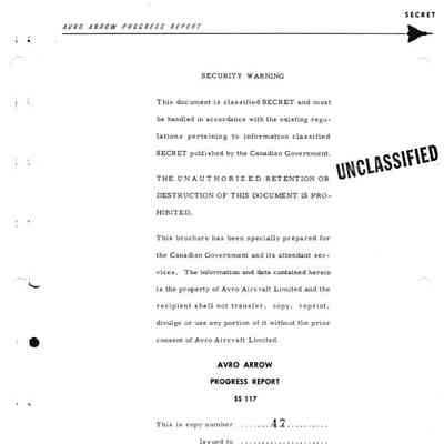 Avro CF-105 Arrow Progress Report as of March 31, 1958